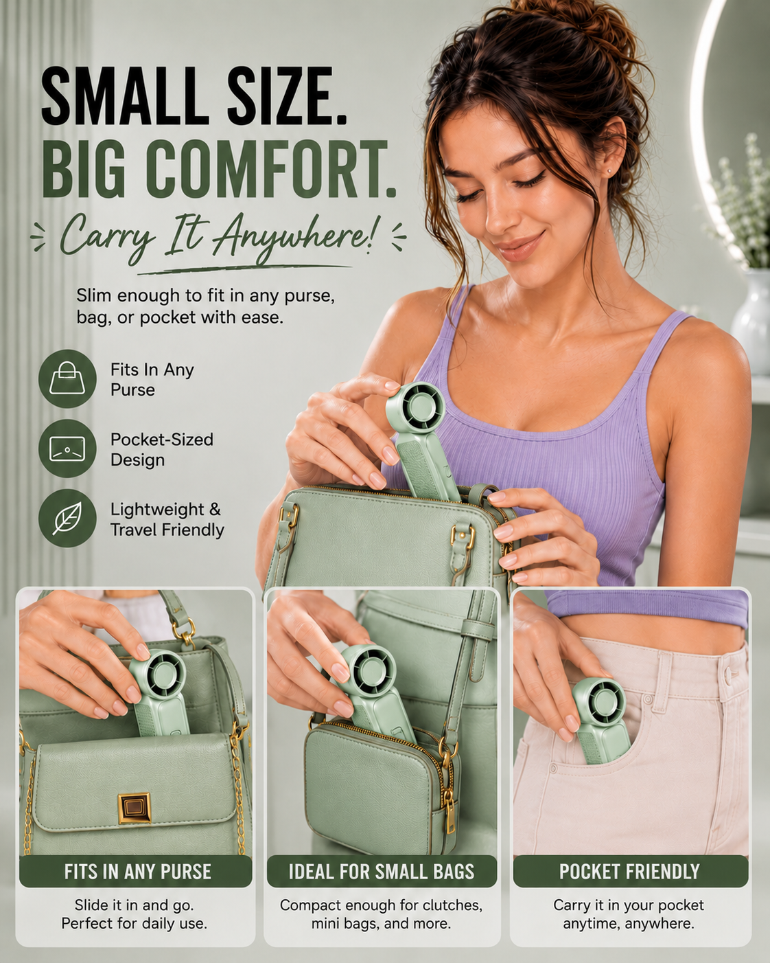 Portable Pocket Fan 2.0 (Mint Breeze)