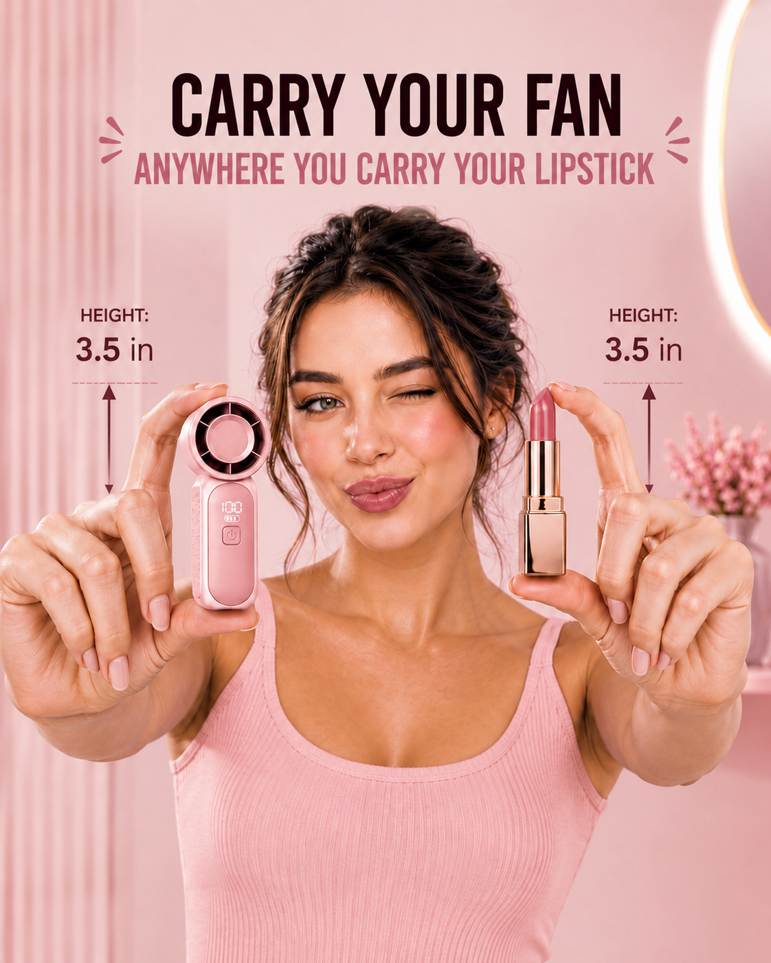 Portable Pocket Fan 2.0 (Blush Rose)