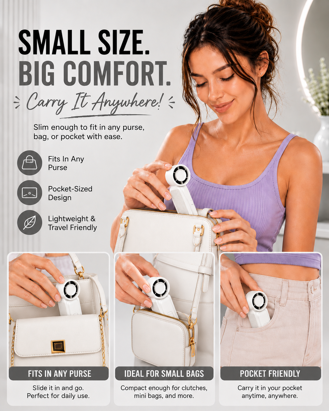 Portable Pocket Fan 2.0 (Arctic White)